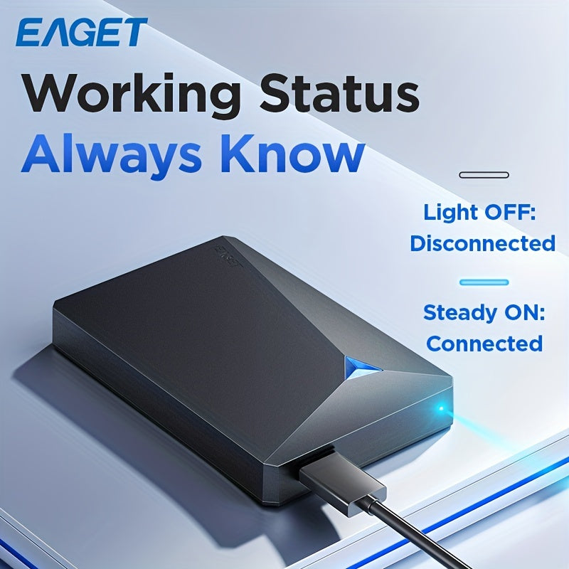 EAGET Portable External Hard Drive with LED Indicator, 5TB/4TB Capacity, USB 3.0 - Ideal for Gaming and Storage.