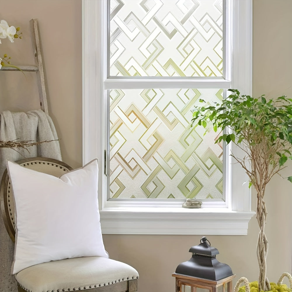 1 piece of 3D Glueless Window Film Vinyl with Diamond Pattern Window Stickers, perfect for decorating your Home, Door, Bathroom, Toilet, Office, Bedroom, or Living Room.