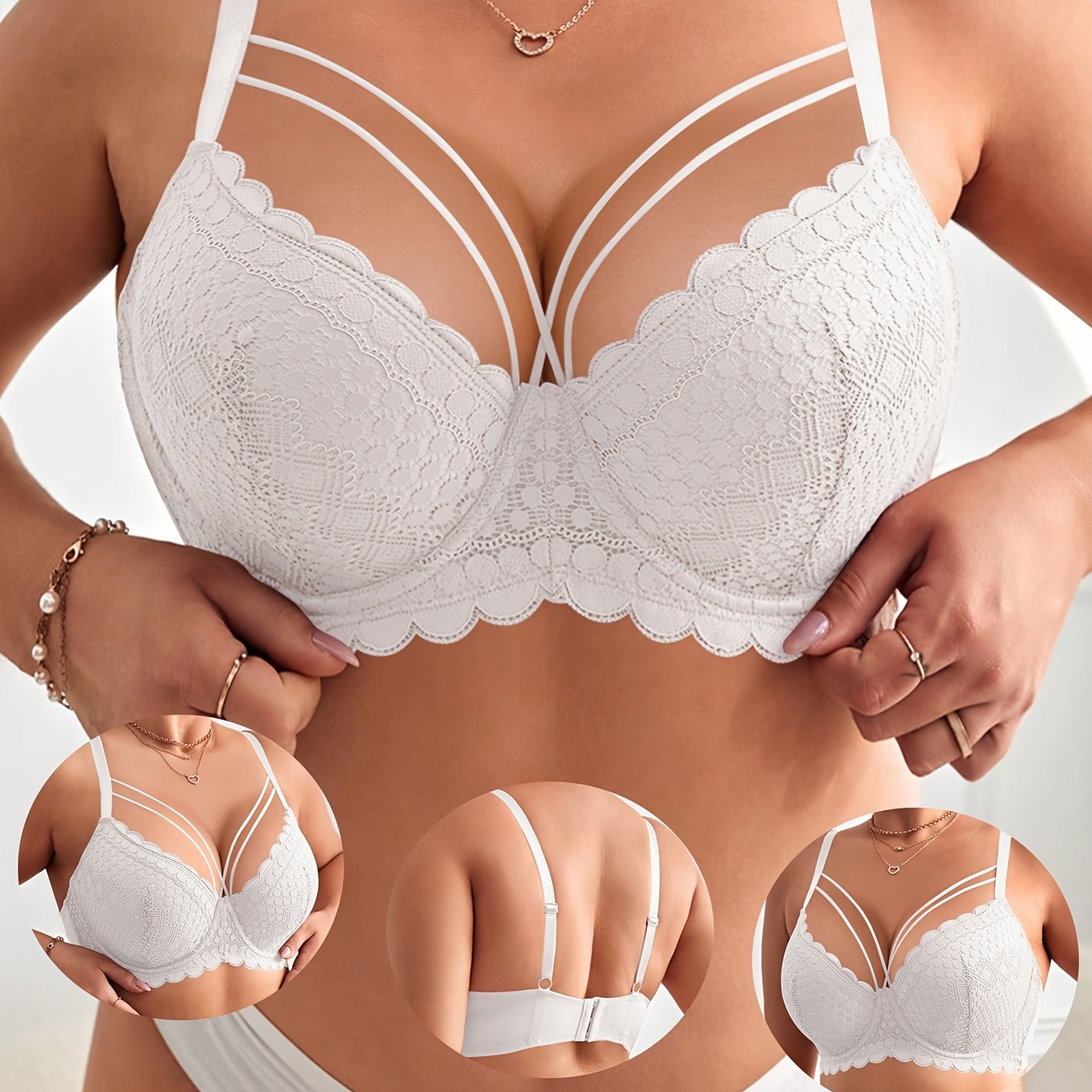 Plus Size Lace Underwired Bra for Women