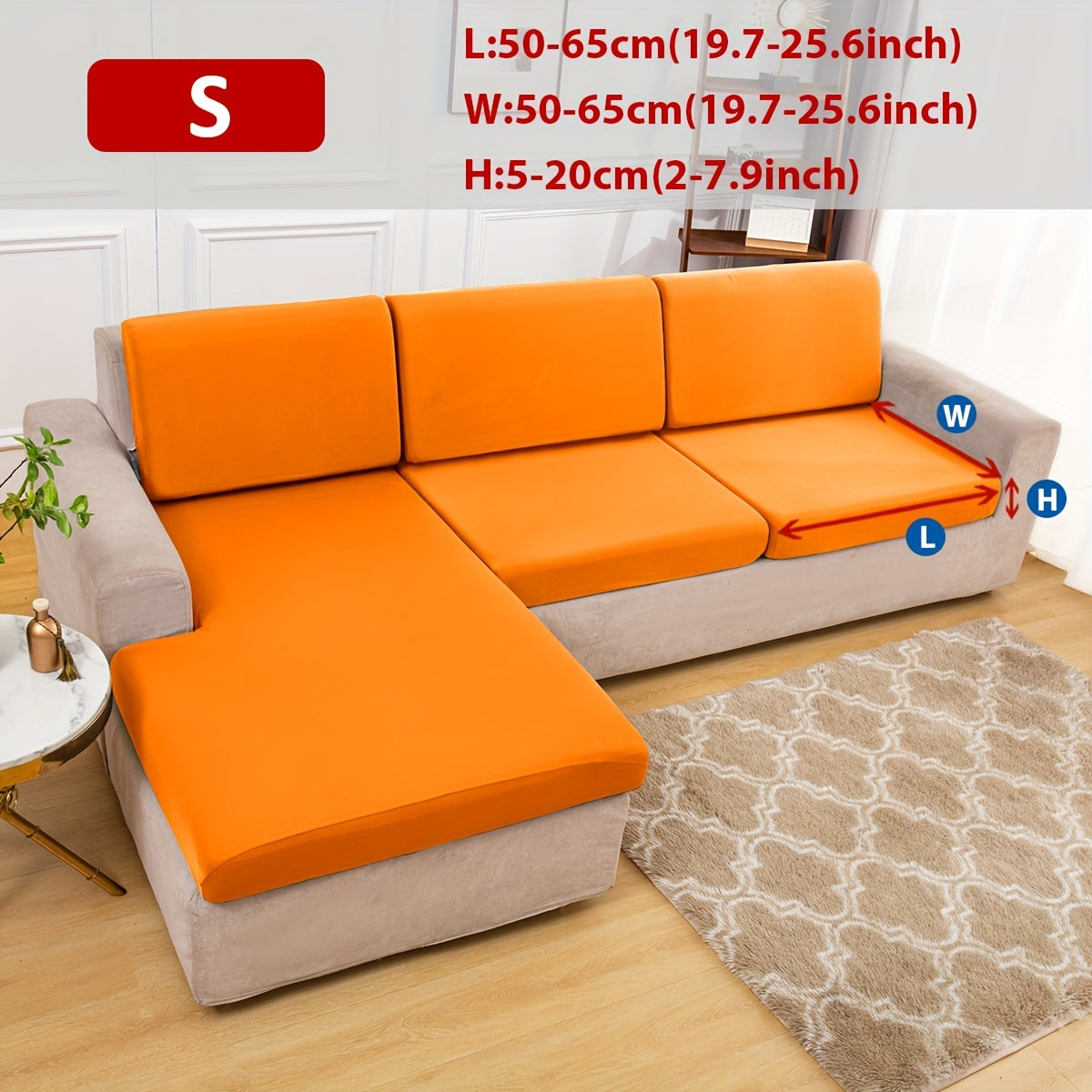 Stretch sofa seat cover to protect living room cushion.