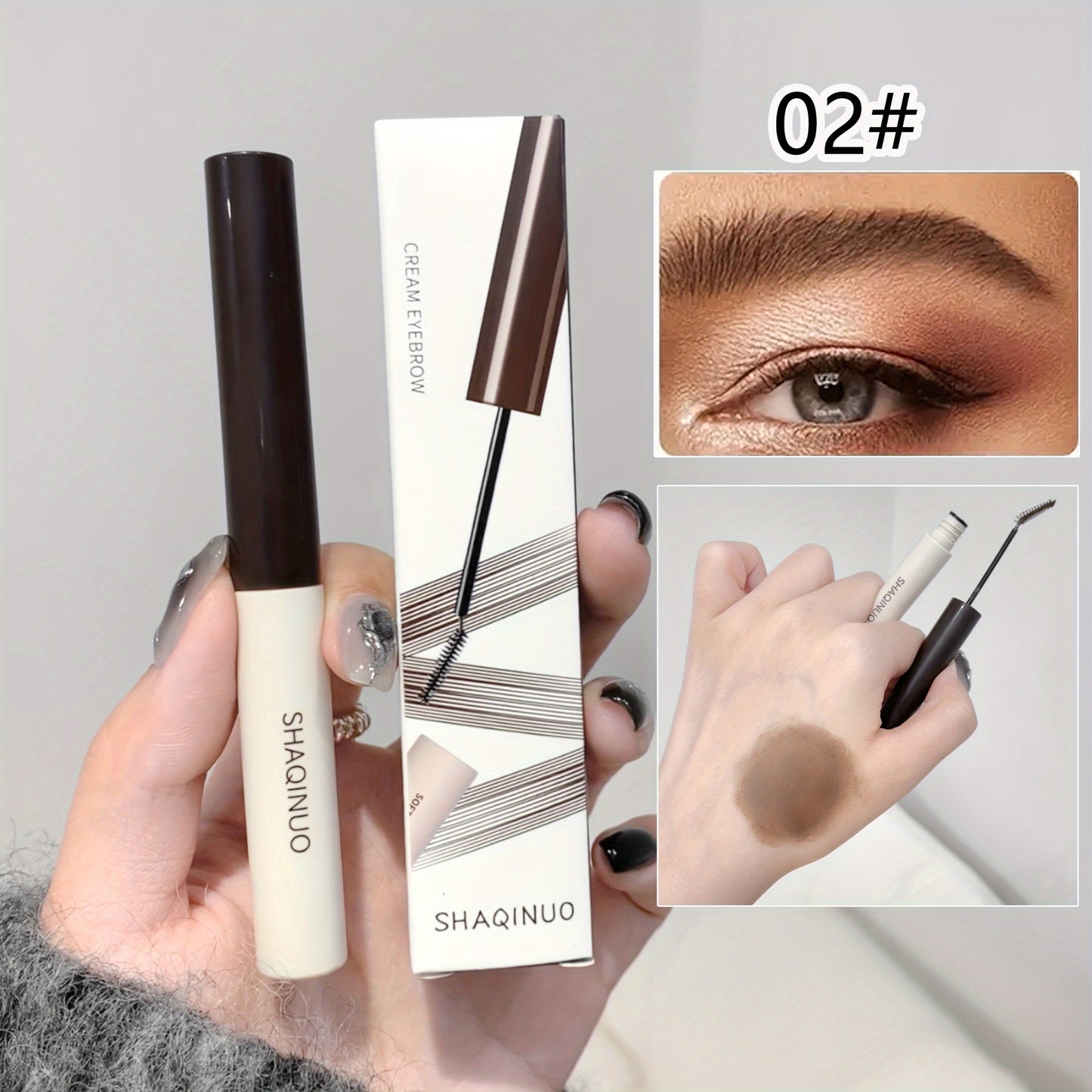 Tinted eyebrow mascara for long-lasting, waterproof, sweatproof, smudge-proof color enhancement. Sculpt and define brows with precision brush.