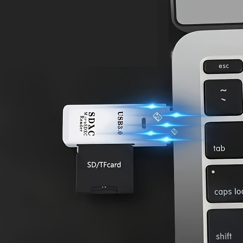 One USB 2.0 Mini SD card reader for high-speed data transfer, plug-and-play for cameras, no battery needed. Ideal for transferring photos.