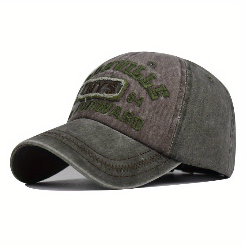 Men's Outdoor Peaked Cap with Distressed Cotton and Letter Embroidery - The Newest Fashion Trend in Hats