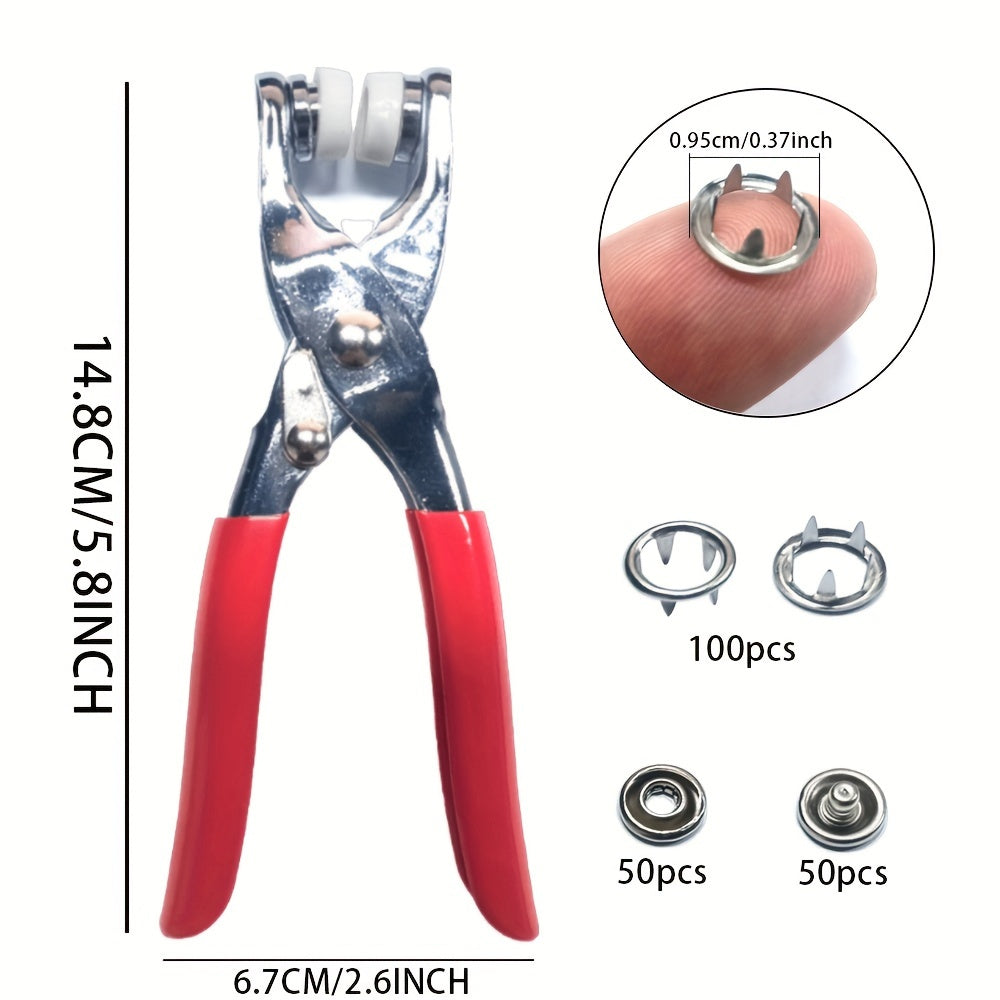 Набор плоскогубцев для швейных кнопок и застежек из нержавеющей стали с легким набором для установки пряжки одежды, 200 шт.