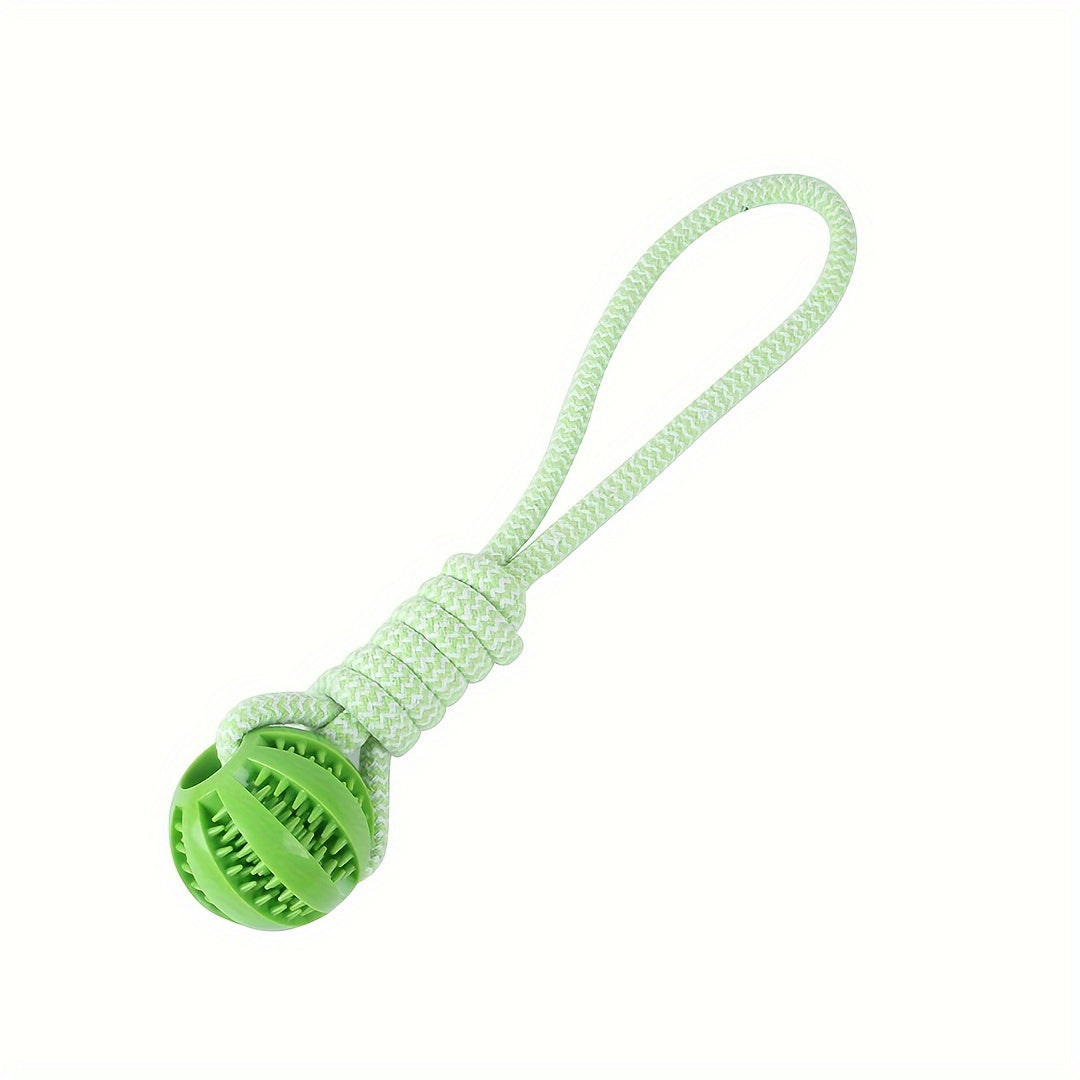 Durable dog toy with braided rope knot and handle for chew training, tug of war, and fetch