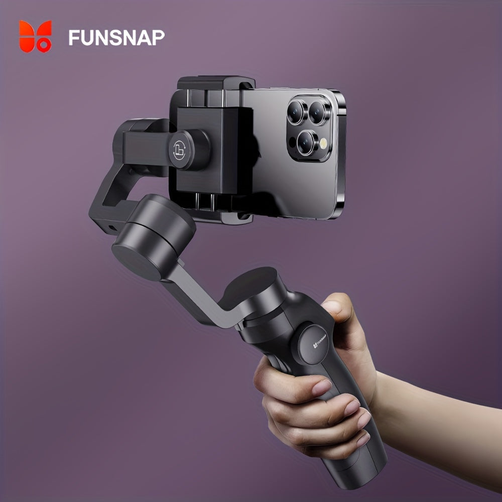 Funsnap Capture 2S Pro Gimbal Stabilizer for smartphones offers auto-tracking, USB rechargeable, and wireless charging for both iPhone and Android devices.