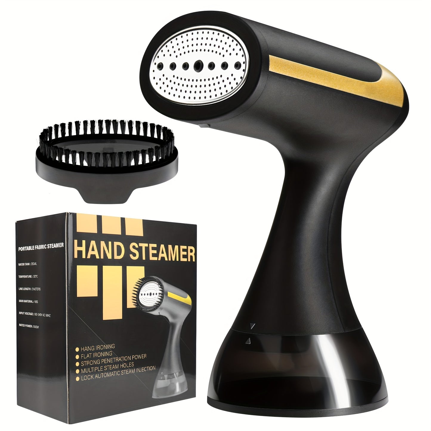 Compact handheld garment steamer with detachable water tank, ideal for home and travel use.