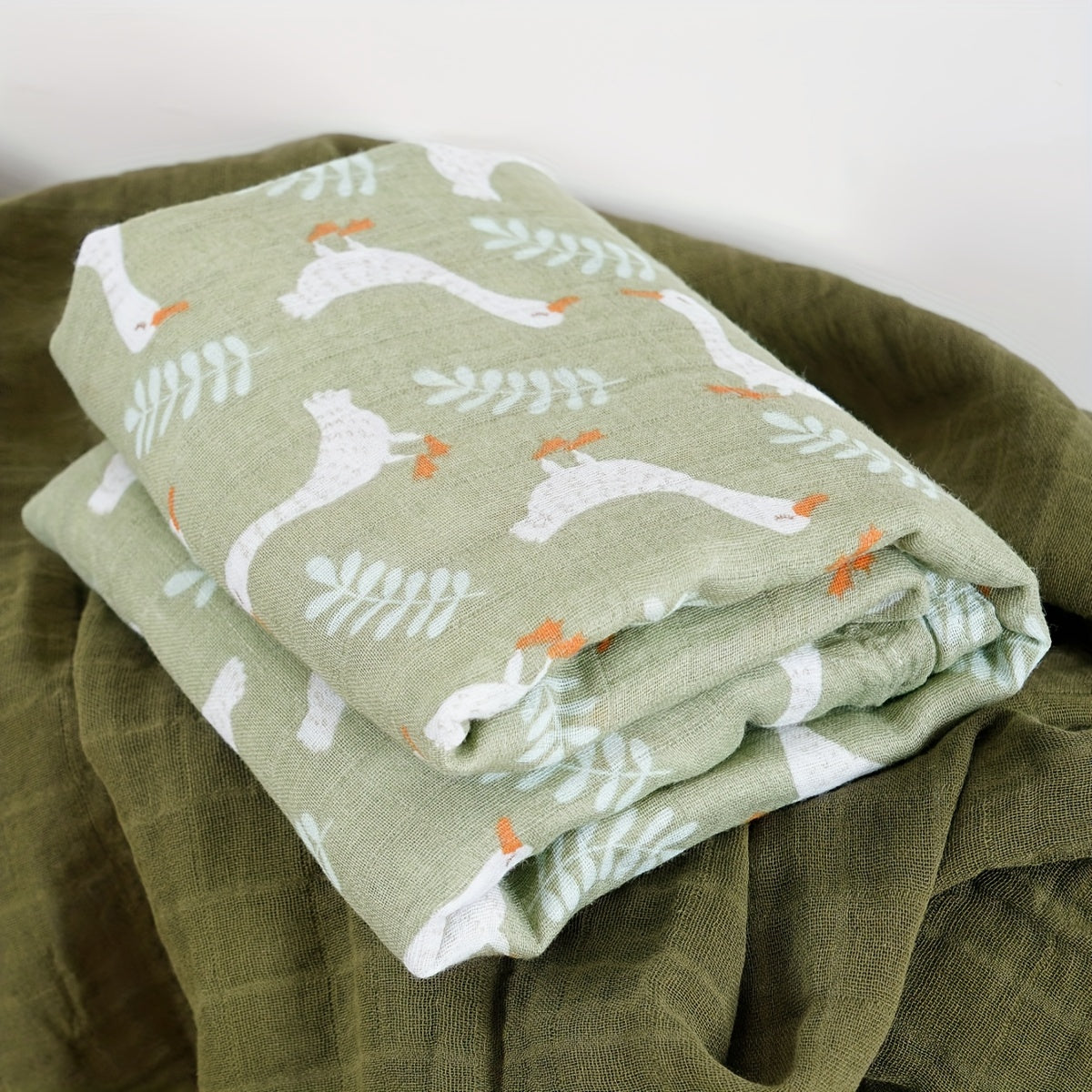 Two pieces of Muslin Cotton Blankets, 120*110cm Covers for Home and Travel Purposes