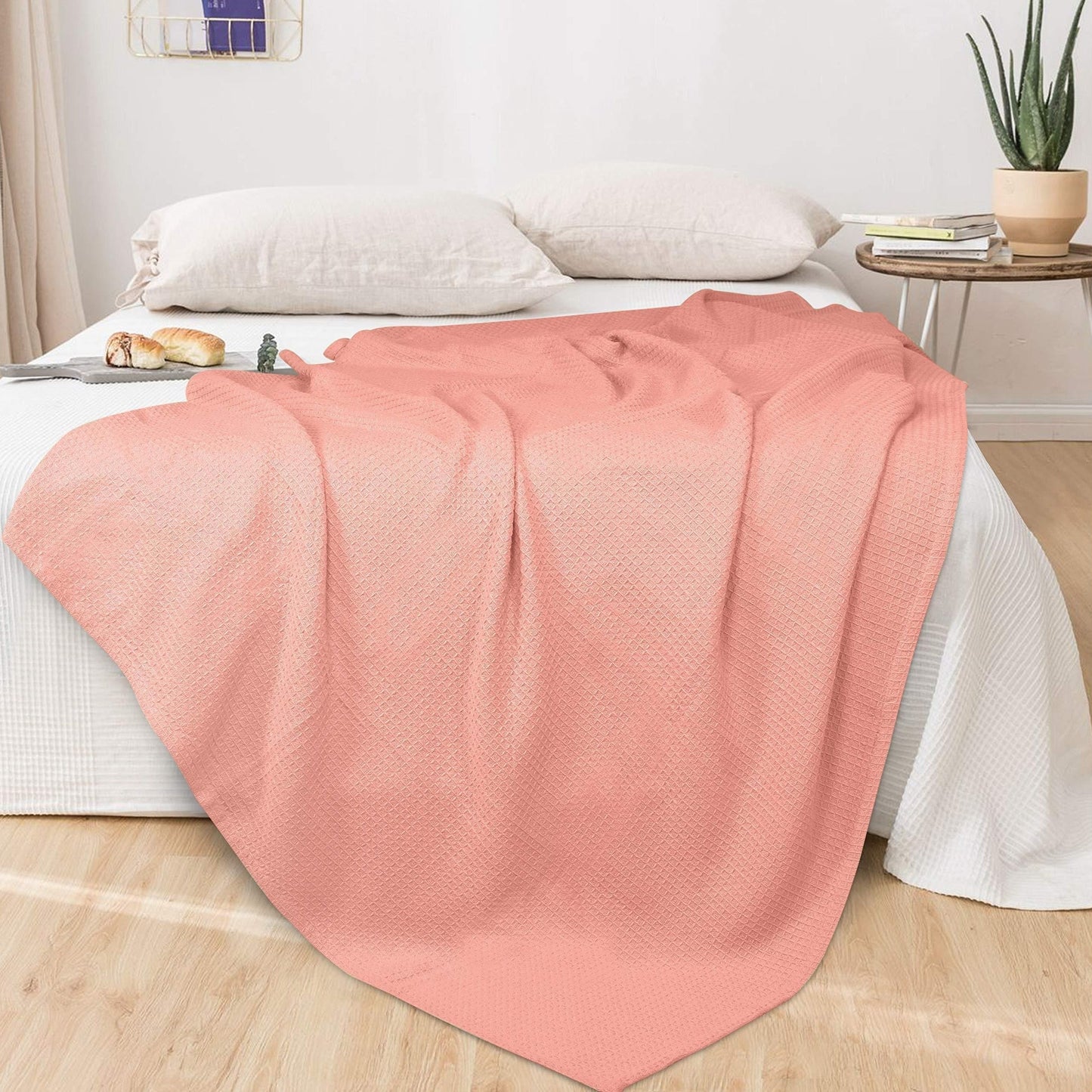 Soft and cozy waffle blanket suitable for all seasons. Perfect for adding warmth and style to your bed, sofa, or office space. Makes a great gift for birthdays, Christmas, or holidays for adults.