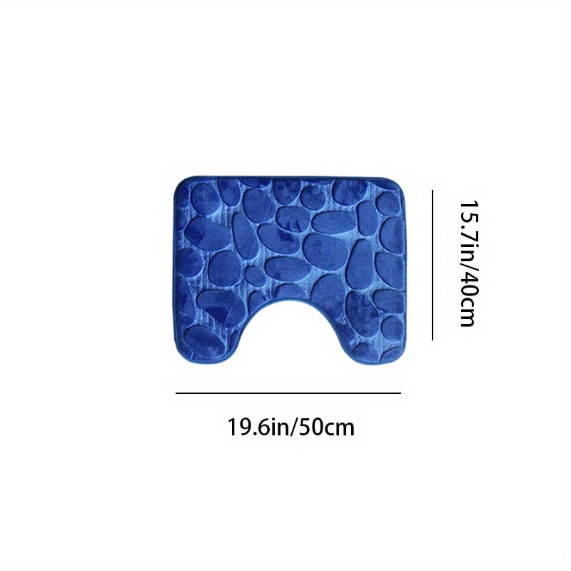 Pebble Embossed Non-Slip Bathroom Bath Mat Set with Memory Foam - Super Soft, Absorbent, and Quick-Drying Rug for Comfort and Safety. Machine Washable and Thick for a luxurious feel in your bathroom.