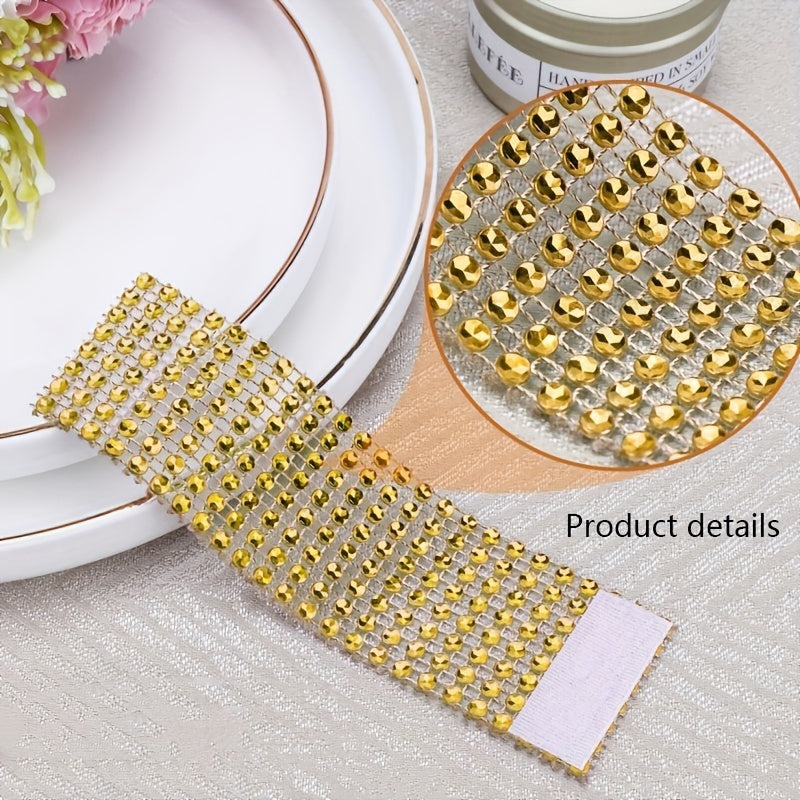 20 golden plastic napkin rings for table decorations at weddings, dinners, parties, or DIY projects.