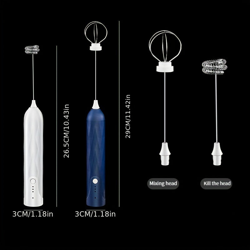 The Portable Electric Egg Beater features a 3-Speed USB Milk Frother and Hand Held Coffee Whisk. This Stainless Steel Kitchen Gadget includes a Built-in Lithium Battery with a Rechargeable 600mAh capacity, perfect for Smooth Frothing.