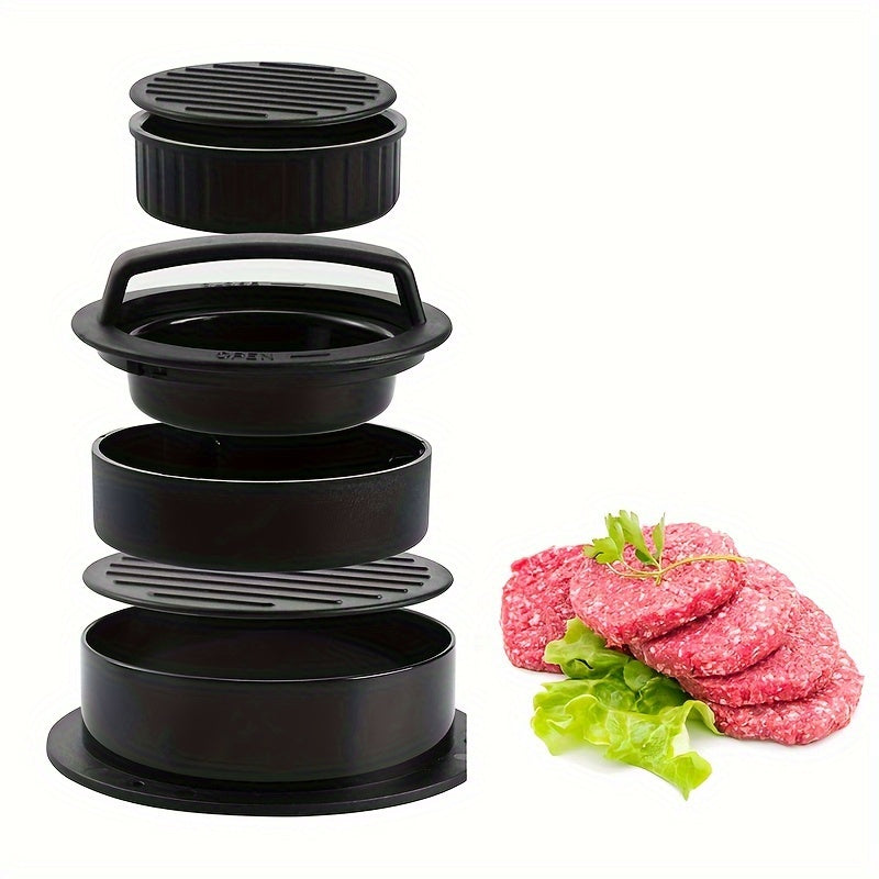 Manual hamburger meat press and rice ball mold in one, round three-in-one meat presser.