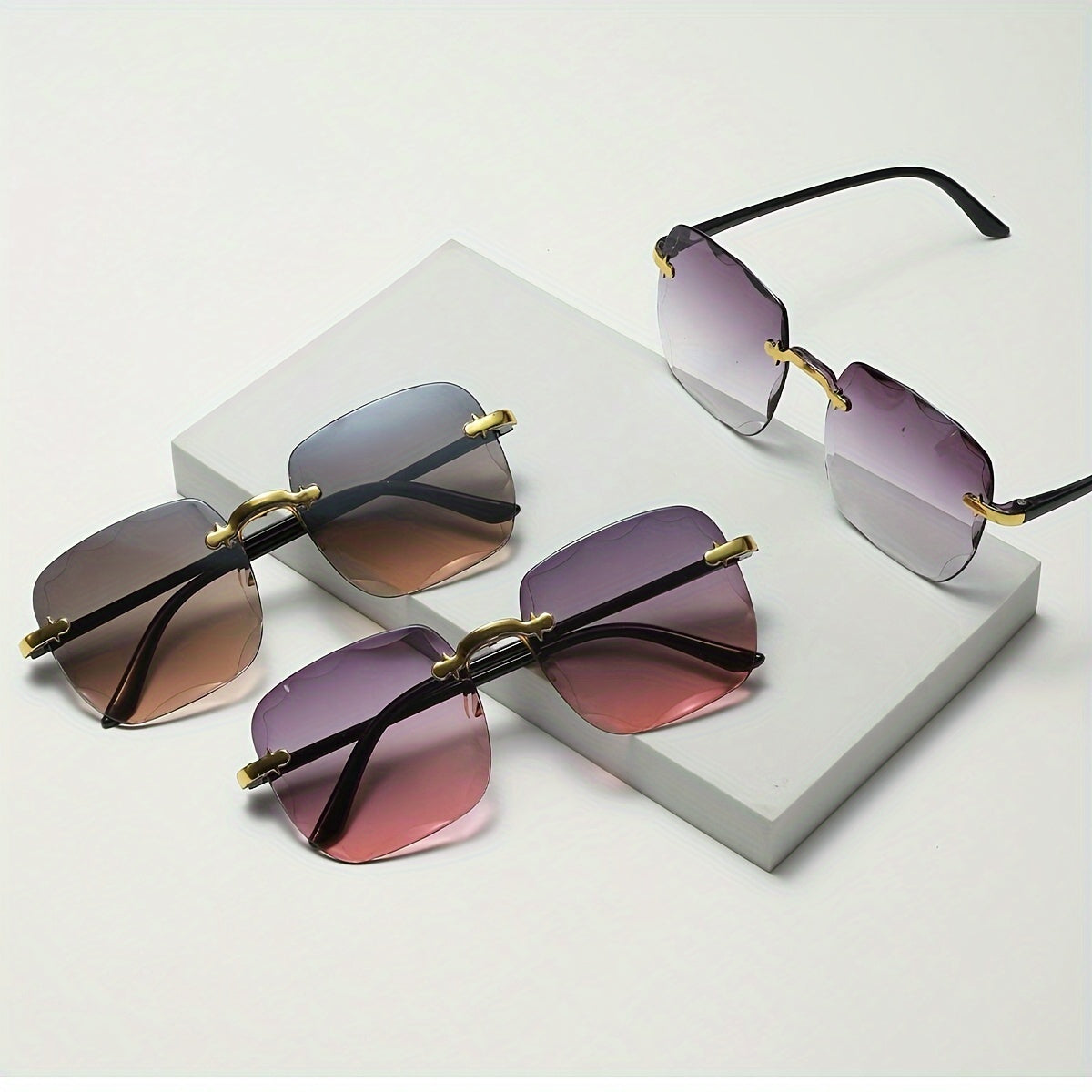 2-4pcs Geometric Pattern Retro Casual Glasses for Summer Hiking.