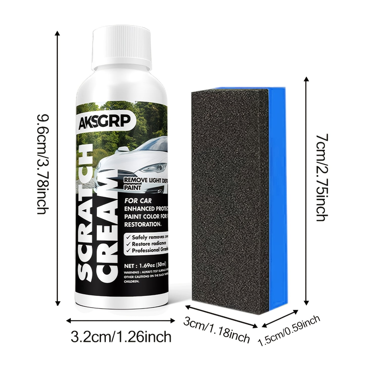 Upgrade your car's appearance with our Scratch Repair Kit that includes a paste for polishing and waxing to remove scratches and restore the paint's finish.