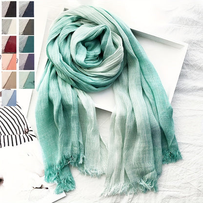 Elegance meets simplicity with our Classic Striped Tassel Scarf, the perfect fashion accessory.