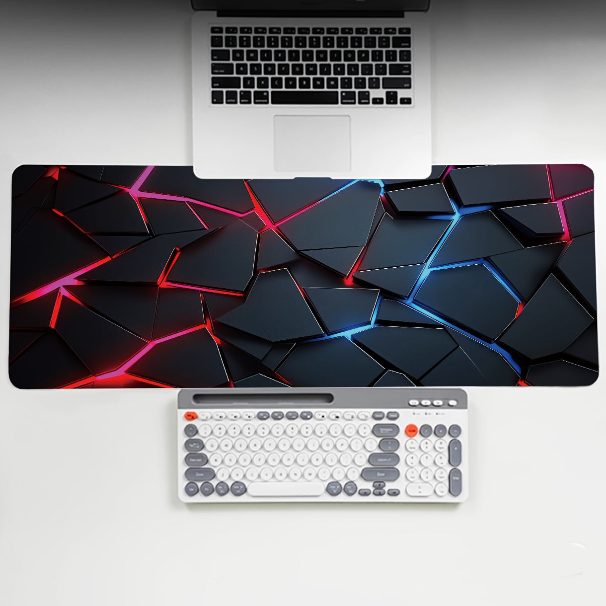 90x40cm Rectangle Gaming Mouse Pad with Red and Blue Gradient Design, Non-Slip Rubber Base, Precision Stitched Edges, and Keyboard Compatibility. Ideal for Gamers and Office Use.