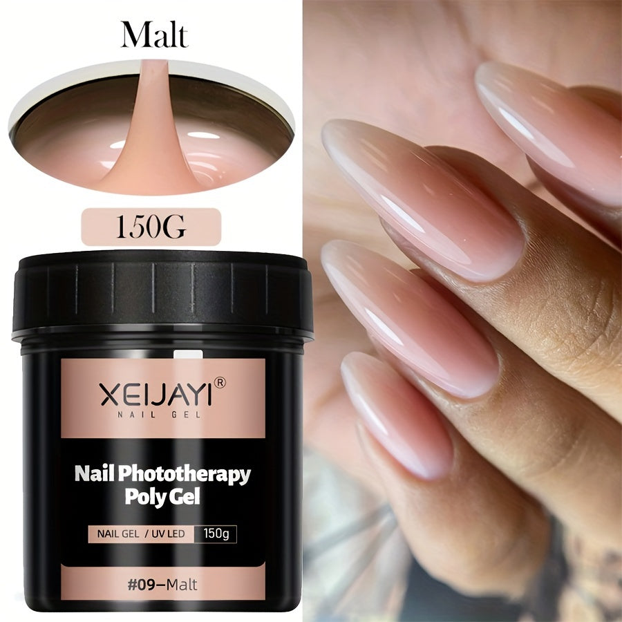 XEIYAI 150g Nail Phototherapy Polygel Gel offers pain-free construction and a glossy finish. The UV solid acrylic gel features a heart pattern and round shape, making it lightweight and