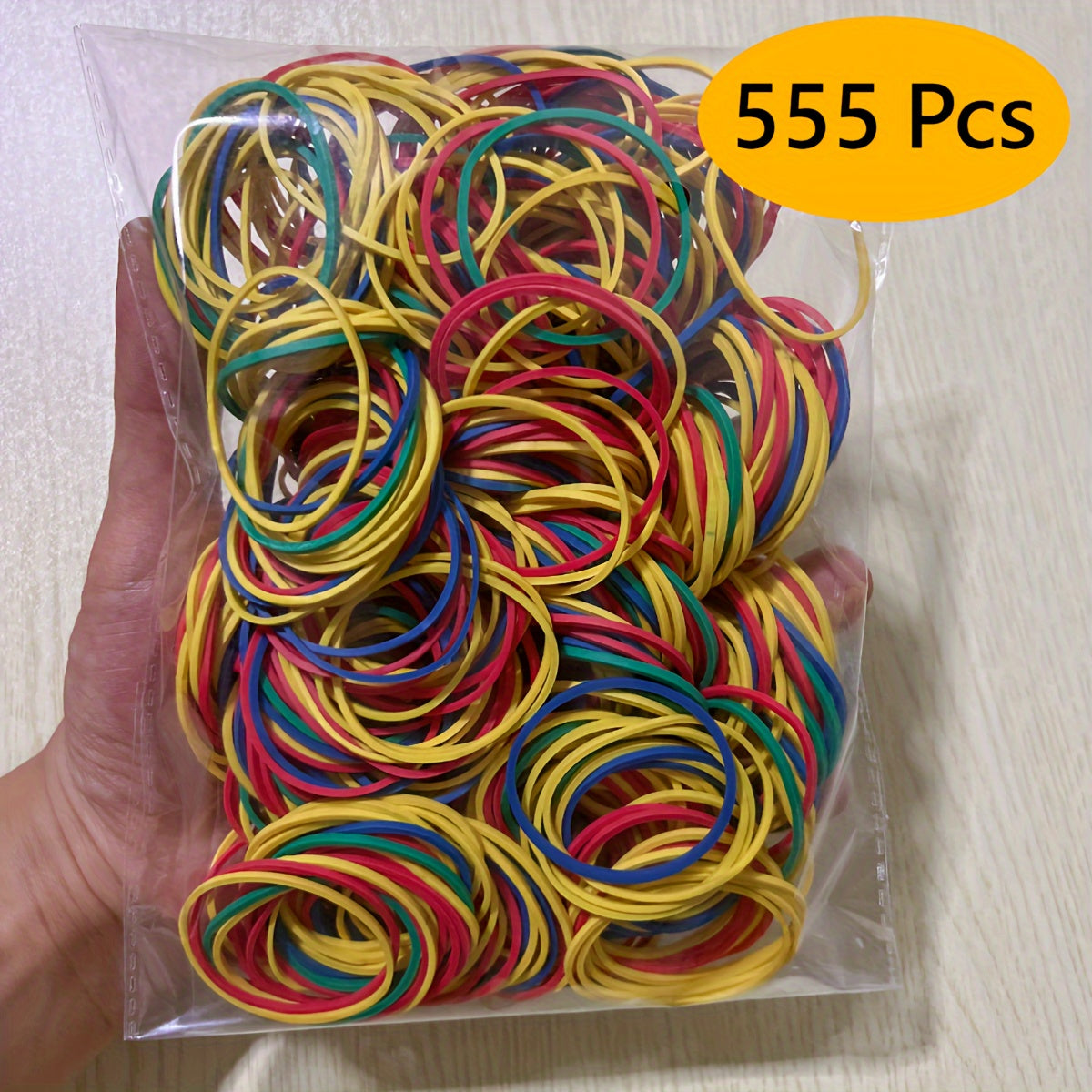 38mm elastic rubber bands in a pack of 100, 333, or 555 for office, school, and home use.