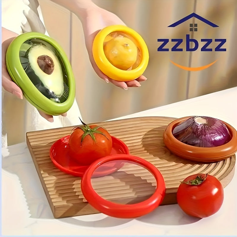 Set of 4 High-Quality Silicone Fruit and Vegetable Storage Boxes for Avocado, Tomato, Onion, Lemon - Perfect for Refrigerator and Reusable