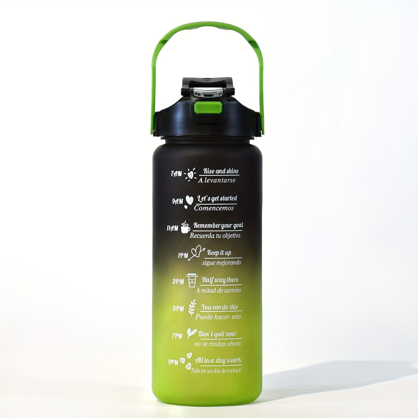 Large capacity sports water bottles with time marker in sets of 1, 2, or 3. Leakproof, BPA-free, and durable with portable handle.