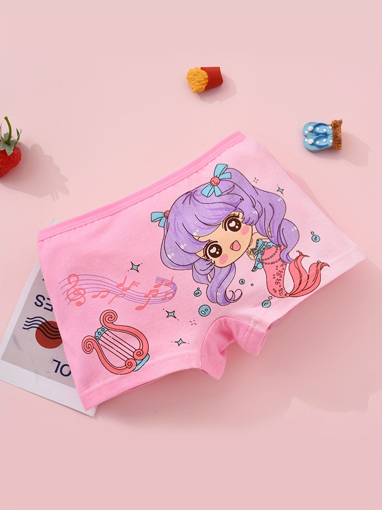 4 pairs of Vifine Girls' Cotton Boxer Briefs in cute designs, made of 95% cotton with elastic waistband for comfort in all seasons.