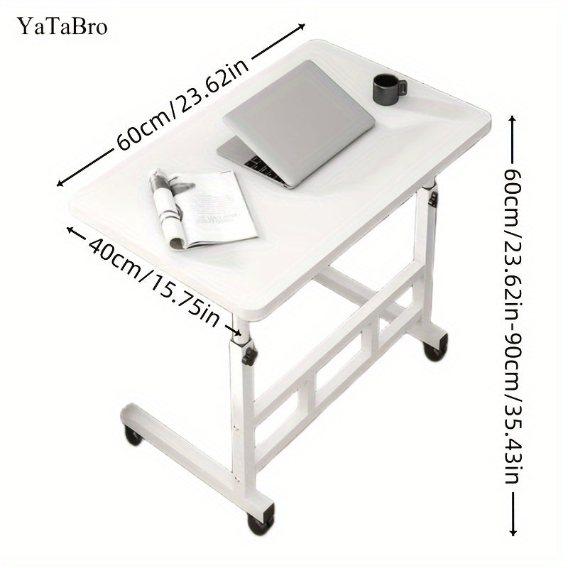 The YaTaBro 1pc Universal Pulley Table features height adjustment, an extra-large desktop, and can be easily folded for storage. Perfect for studying, using a laptop, working from home, or simply as a convenient table for various activities.