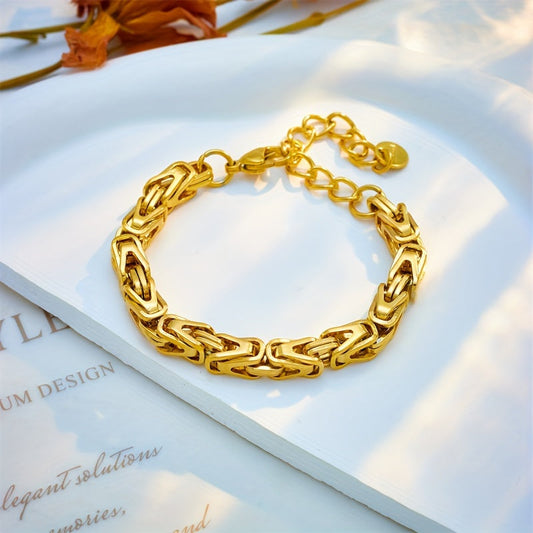 Stylish Unisex Bracelet in Punk Style Thick Link Chain, Made of 18K Gold-Plated Stainless Steel - Perfect for Parties, Suitable for All Seasons