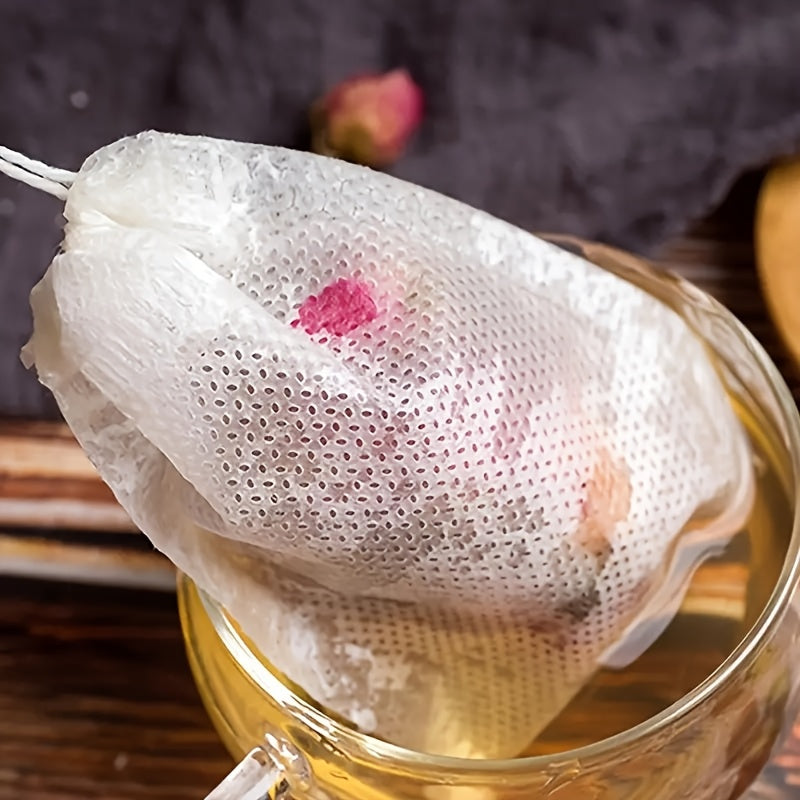 Package of 100 High-Quality Disposable Tea Bags - Made with Clear Non-Woven Fabric for Optimal Brewing Results - Great for Home and Commercial Applications