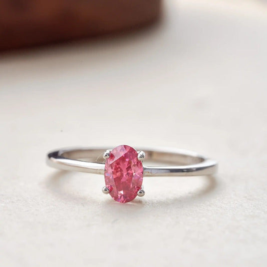 Luxurious Eternal Earth 18K Golden Plated S925 Silver Ring featuring a 2.0 Carat Oval Pink Moissanite Synthetic December Birthstone. This statement piece is perfect for weddings, anniversaries, vacations, or daily wear. Suitable for all seasons.