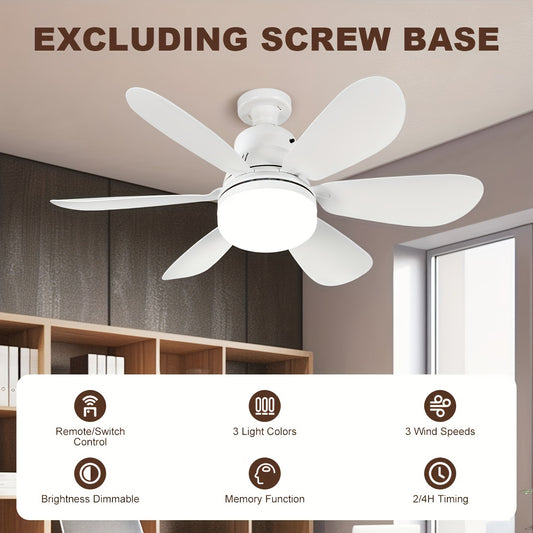 Ceiling fan light with remote control and multifunctional socket. Dimmable color temperature and simple style. Easy installation, suitable for various rooms. LED light fan with 25-40W power