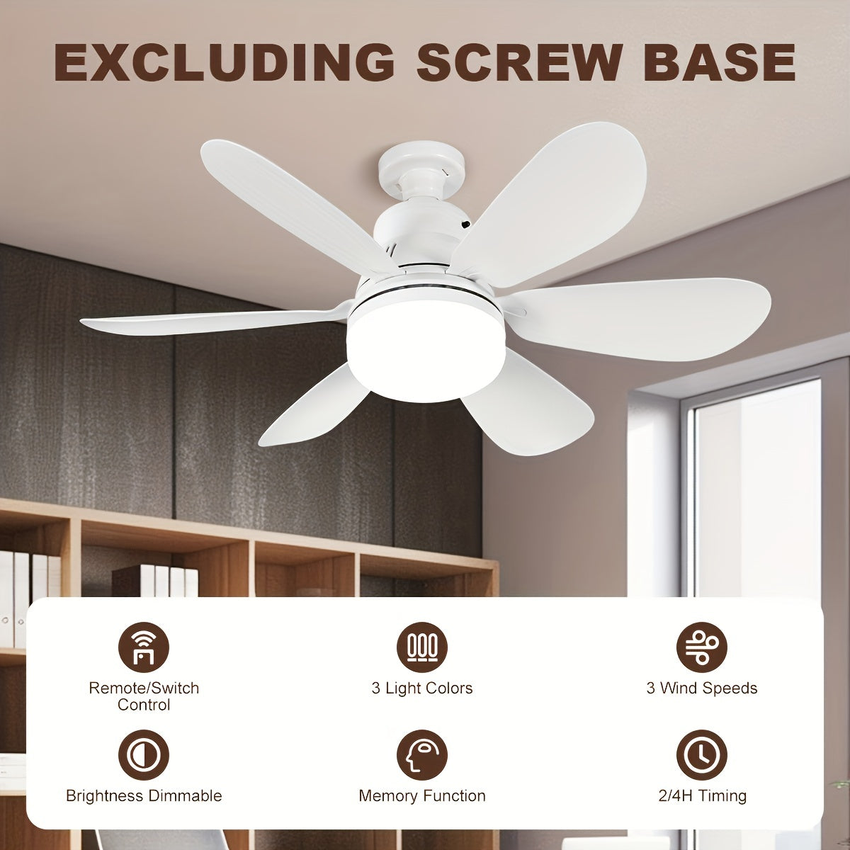 Ceiling fan light with remote control and multifunctional socket. Dimmable color temperature and simple style. Easy installation, suitable for various rooms. LED light fan with 25-40W power