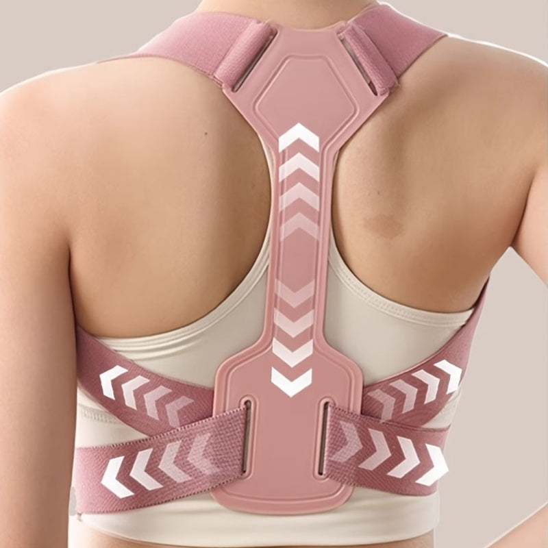 1pc Black & Pink Posture Corrector with Dragon Bone Design, Shoulder Support for Hunchback Prevention, Resin Material, Adjustable Fit