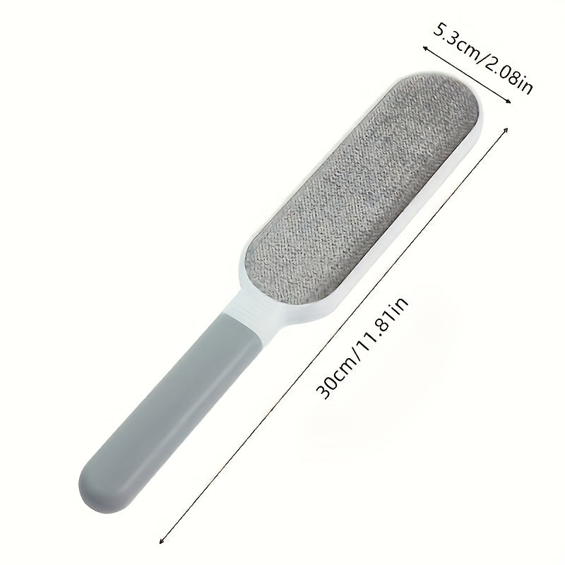 Reusable lint brush with dual sides, perfect for removing pet hair, lint, and static from clothes, furniture, bedding, and carpets. Made of durable plastic and requires no electricity, making it ideal for use in the living room.