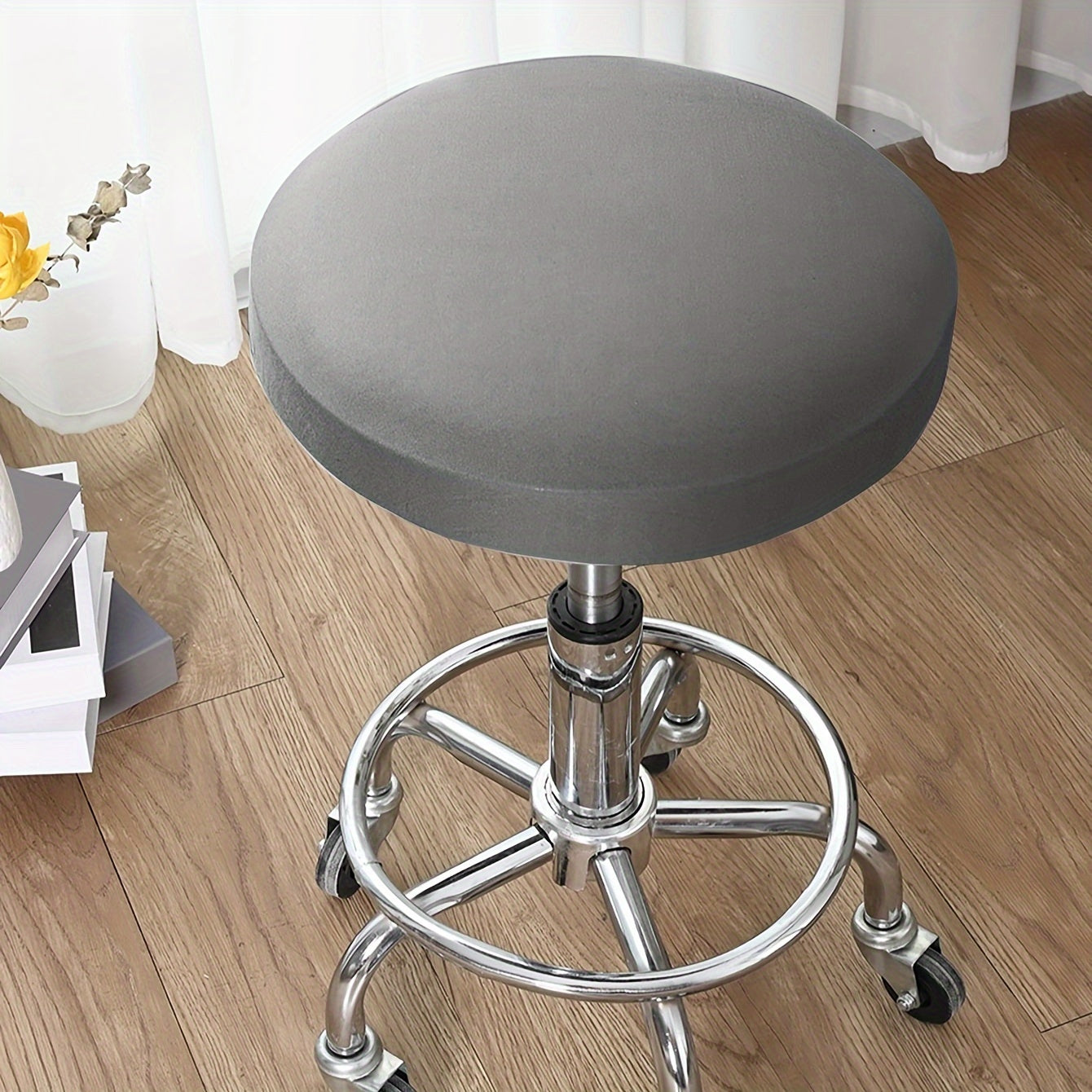 Waterproof round stool cover made of milk fiber fabric with elastic.