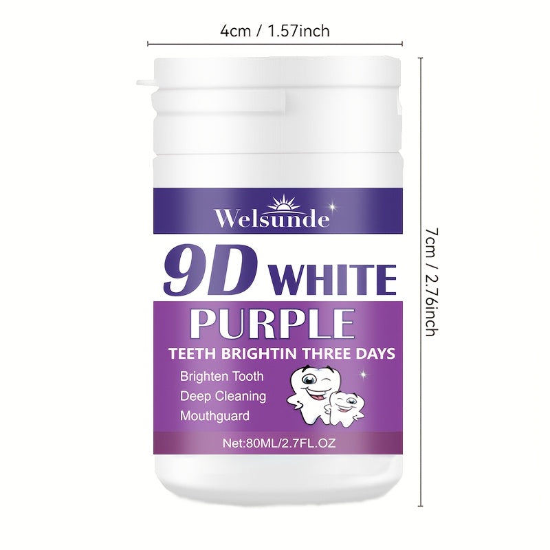 1pc Welsunde 9D White Teeth Whitening Powder: Alcohol-Free, Deep Cleaning, Brightening, 3-Day Whitening Solution.