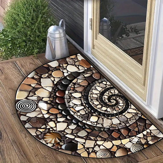 1 dona Pebble Flower Welcome Mat - Sirpanmas, Oson tozalash, Ichki va tashqi foydalanish uchun yarim doira dizayni - Kirish joylari, Oshxonalar, Hammomlar, Patio va Balkonda dekorativ ta'sir sifatida mukammal