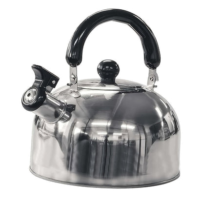 Portable Stainless Steel Whistling Kettle with 2L Capacity for Camping, Travel, and Outdoor Cooking - Includes Folding Handle for Safety