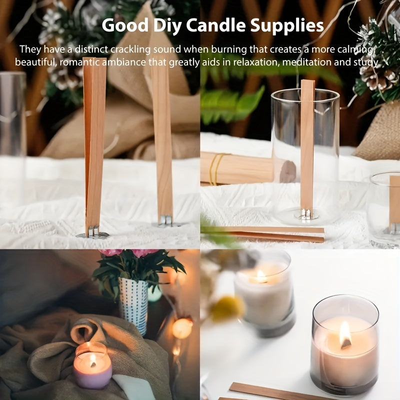 40pcs Wooden Candle Wicks: 12.95 X 1.27 cm, Smokeless, DIY Candle Making