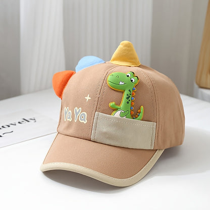 1pc Youngsters Duckbill Baseball Cap with Cartoon Dinosaur design, suitable for outdoor play for boys aged 1-3 years.