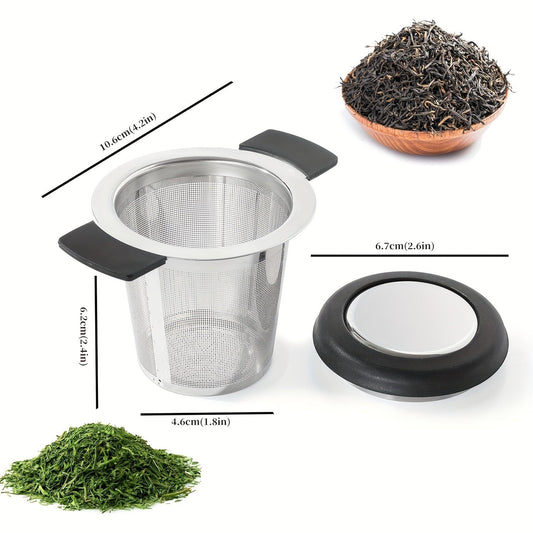 Stainless Steel Tea Strainer Set with Silicone Handle - Includes 1pc Extra Fine Mesh Infuser for Loose Tea, Dishwasher Safe and Easy to Hang on Mugs