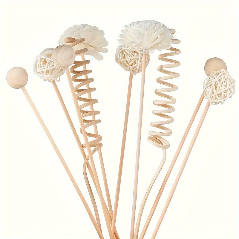 DIY Aromatherapy Set: Includes 10 Flameless Reed Diffuser Sticks, Rattan Balls & Branches for Home Decor