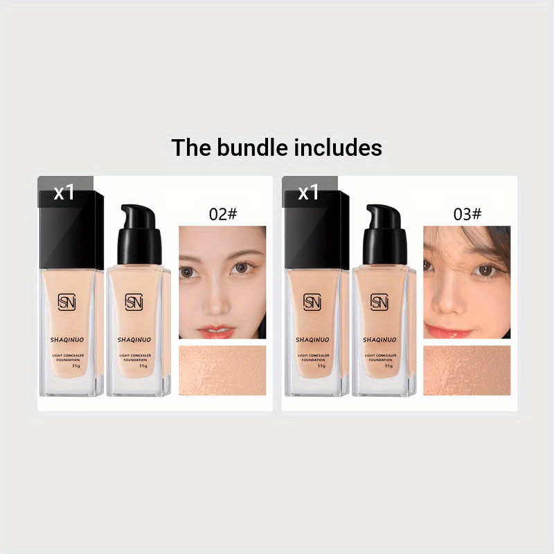 Shaqinuo Light Foundation - Hydrating BB Cream for All Skin Tones, Waterproof, Sweatproof, Evens Skin Tone, Conceals Blemishes, Dark Circles, Pore Minimization, Black Pump Dispenser