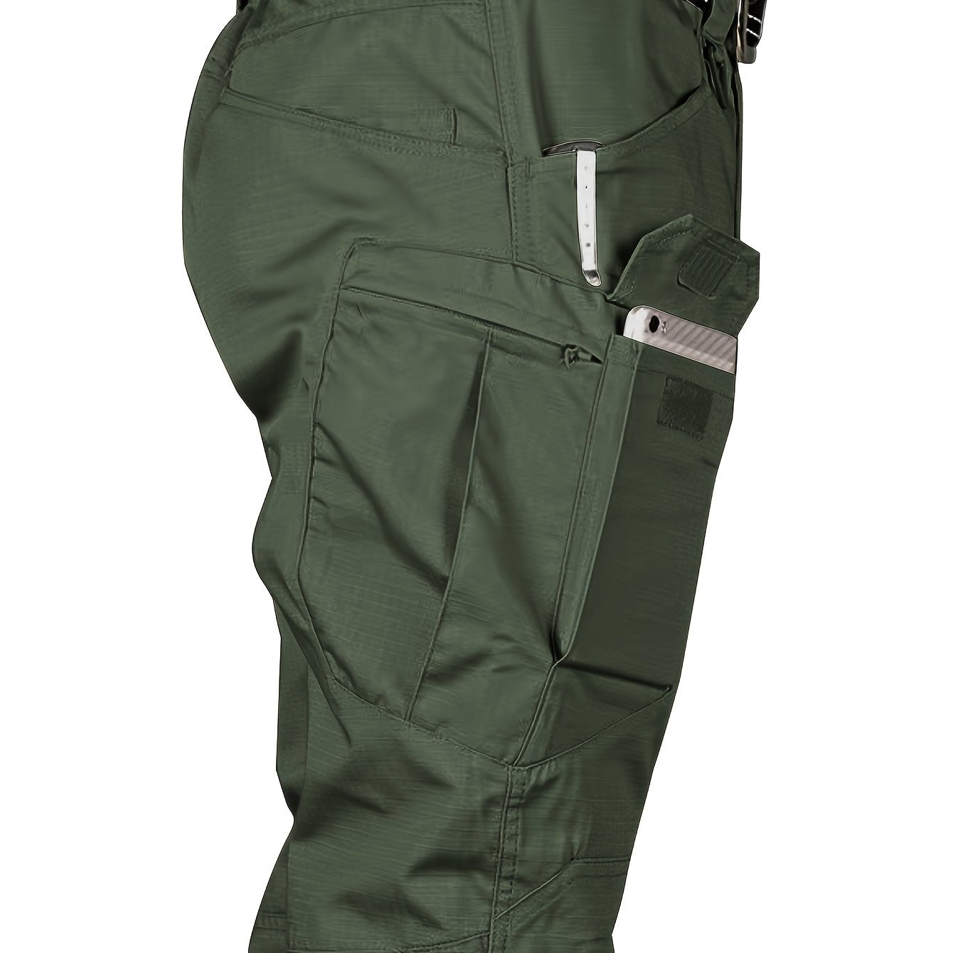 Men's tactical work pant with multiple pockets, water-resistant polyester fabric for construction work.