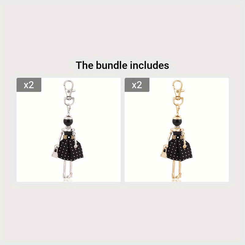 Cute Fashion Key Ring Purse Bag Backpack Car Pendant Charm Polka Dot Lady Model Keychain - Perfect Wedding Accessory and Women's Gift