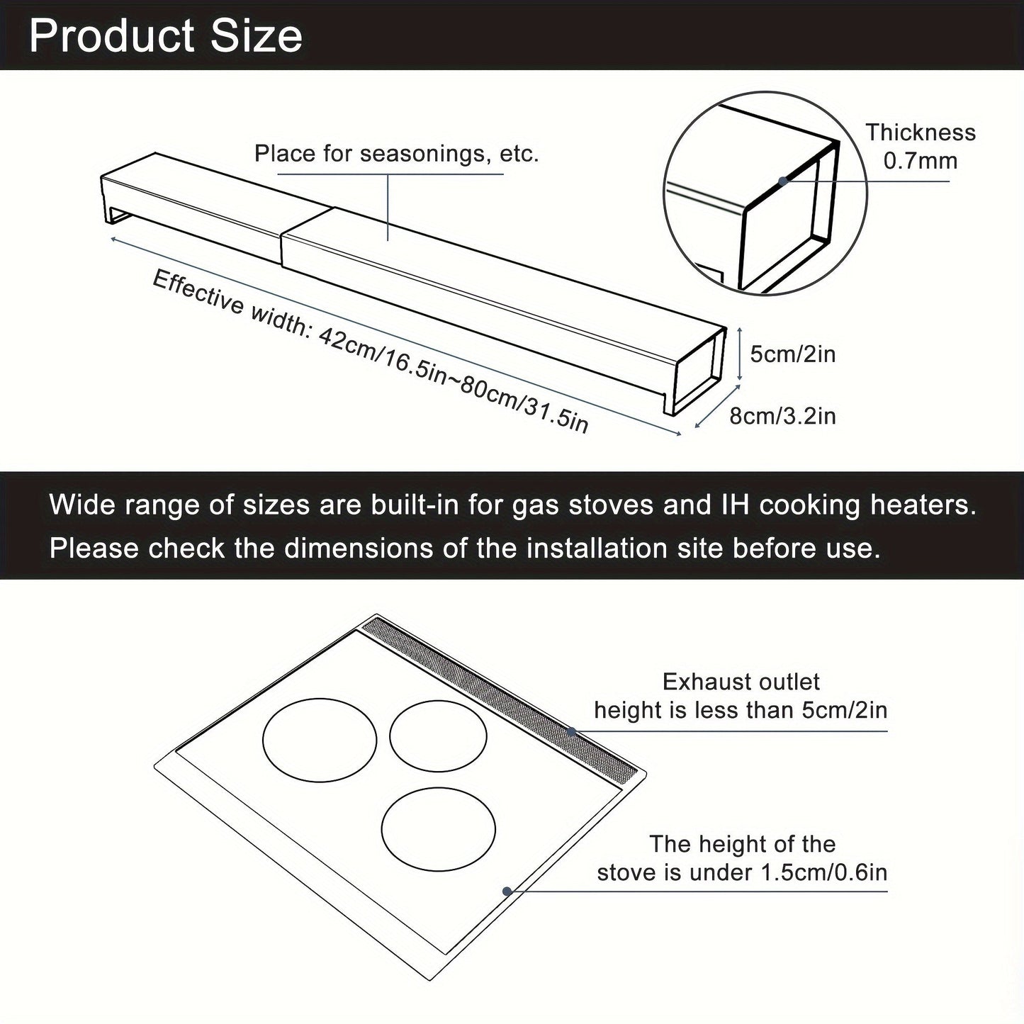 Convenient Stainless Steel Gas Stove Backsplash Guard - Adjustable, Oil-Resistant Shelf for Storing Pots & Utensils, Compatible with Most Brands