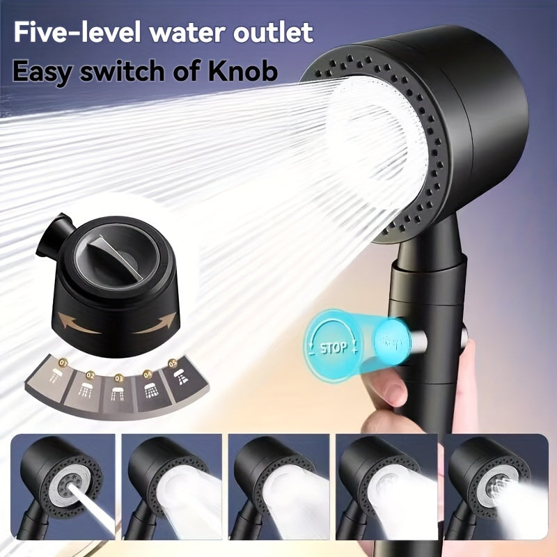 A luxurious handheld shower head with 5 water flow modes and filtration, perfect for a Valentine's Day gift.