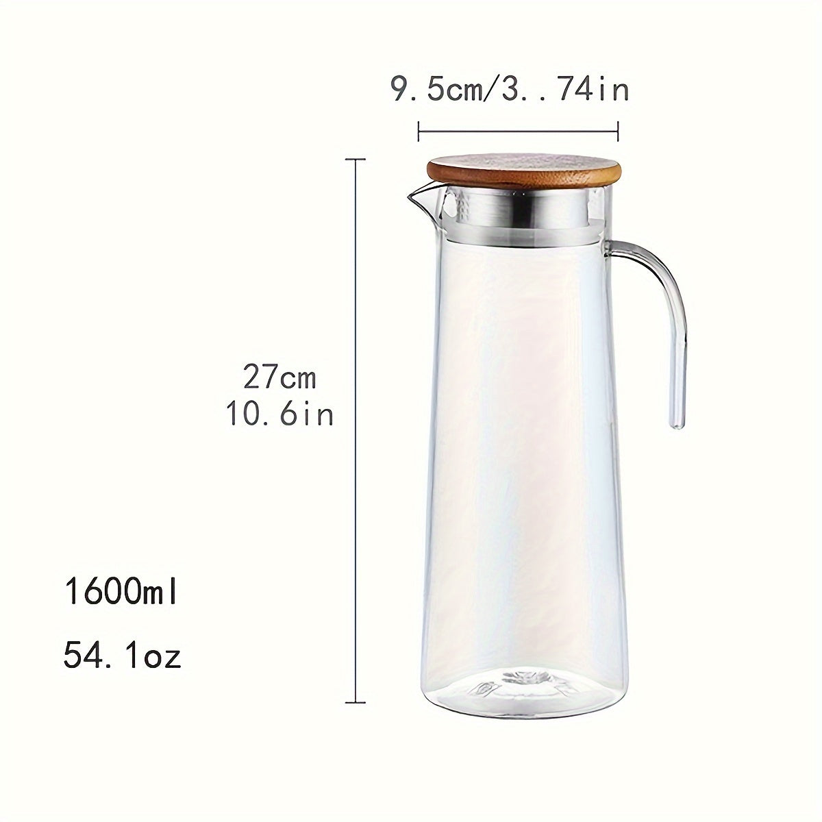 Large capacity ice bucket beverage pitcher made of durable and transparent polycarbonate with filter lid and easy pour spout for cold drinks, beer.