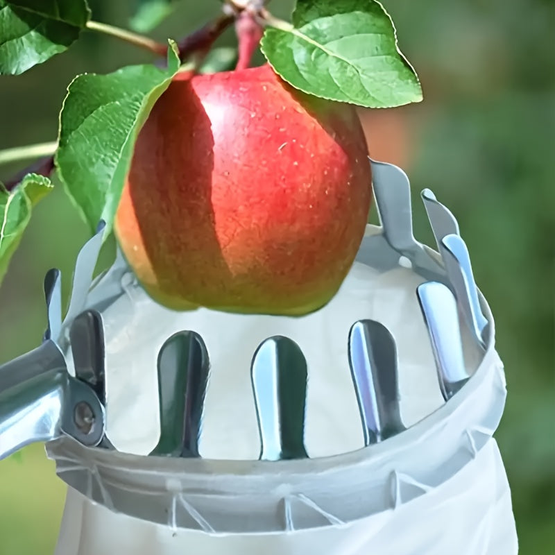 Durable stainless steel fruit picking tool for harvesting apples, oranges, and pears. Enhanced safety features. Ideal gift for New Year or Valentine's Day.