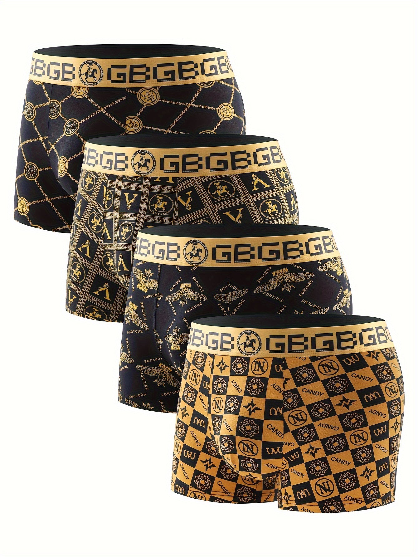 Luxury men's print briefs, breathable sports shorts for casual wear.